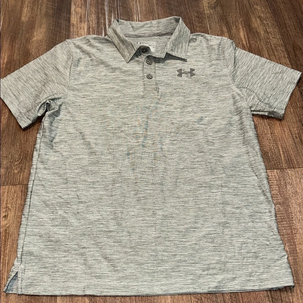 Under Armour Boys Gray Heat Gear Polo size L EUC‎